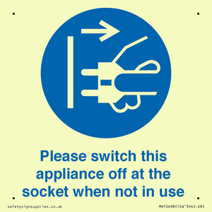 Please switch this appliance off at the socket when not in use
